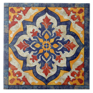 Carreau Motif décoratif marocain fleuri à thème Carrelage