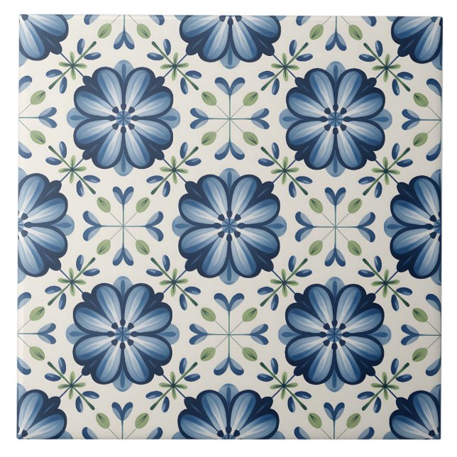 Carreau Motif Delft Bleu Hollandais  (Devant)