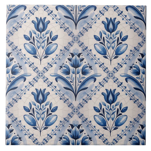 Carreau Motif Delft Bleu Hollandais  (Devant)