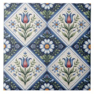Carreau Motif Delft Bleu Hollandais