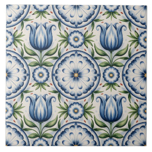 Carreau Motif Delft Bleu Hollandais