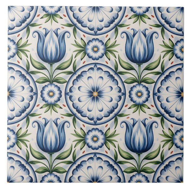 Carreau Motif Delft Bleu Hollandais  (Devant)