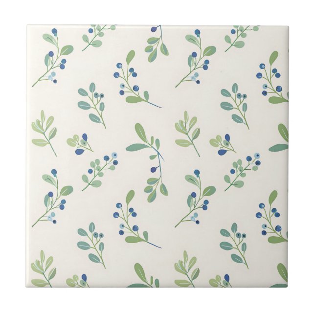 Carreau Motif délicat de myrtille et d'eucalyptus (Devant)