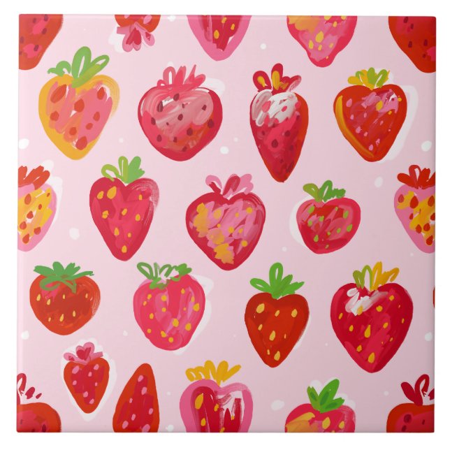 Carreau Motif Délice de Fraises (Devant)