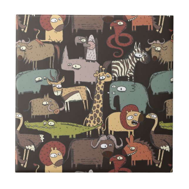 Carreau Motif des animaux africains (Devant)