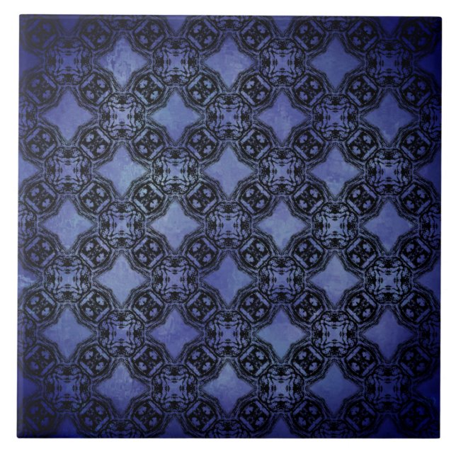 Carreau Motif des chaînes de diamants noires et bleues (Devant)