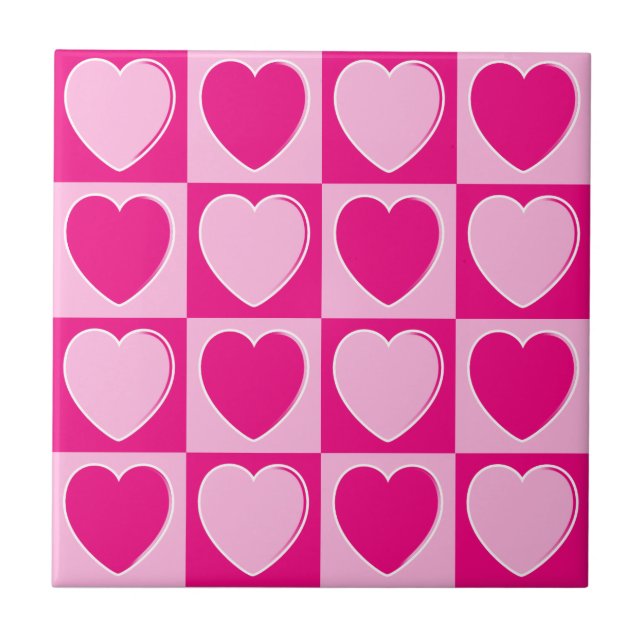 Carreau Motif des coeurs roses (Devant)