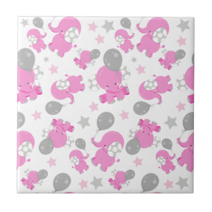 Carreau Motif Des Eléphants Roses, Eléphants Mignons, Étoi