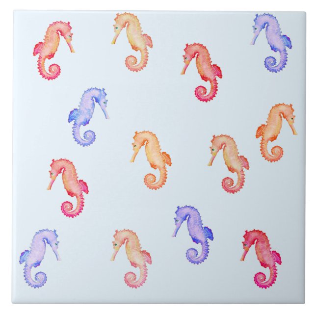 Carreau Motif des hippocampes colorés (Devant)