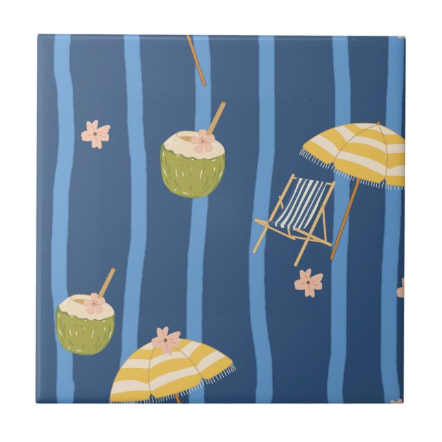Carreau Motif d'essentiels de plage d'été (2) (Devant)