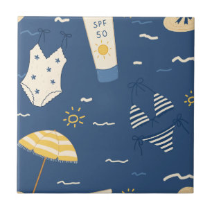 Carreau Motif d'essentiels de plage d'été (4)
