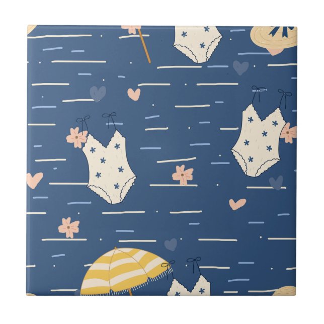 Carreau Motif d'essentiels de plage d'été (5) (Devant)