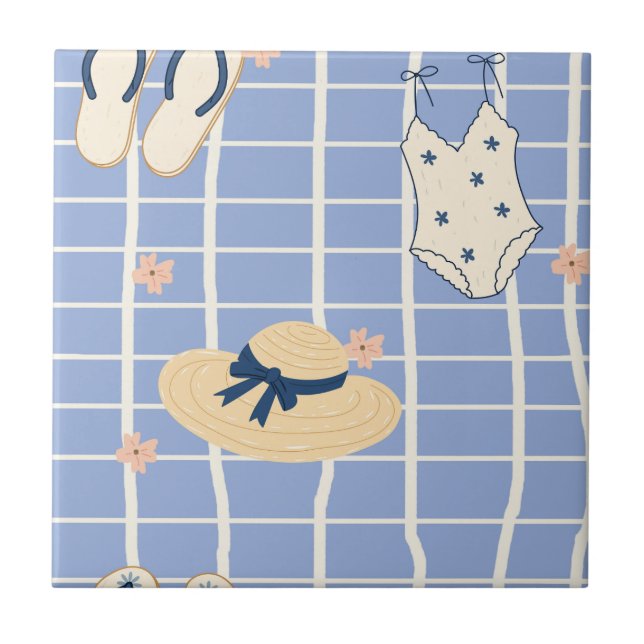 Carreau Motif d'essentiels de plage estivale (1) (Devant)