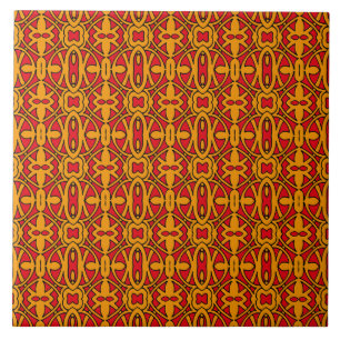 Carreau Motif dessiné à la main orange et rouge