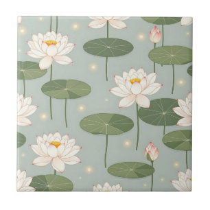 Carreau Motif d'étang de lotus de nénuphar