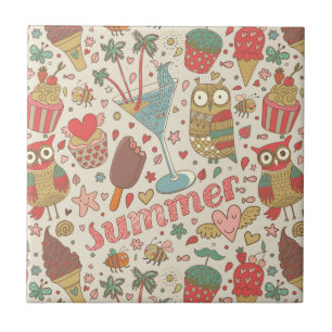 Carreau Motif d'été avec la crème glacée
