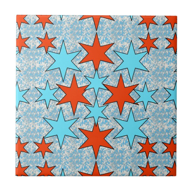 Carreau Motif d'étoile bleue et rouge (Devant)