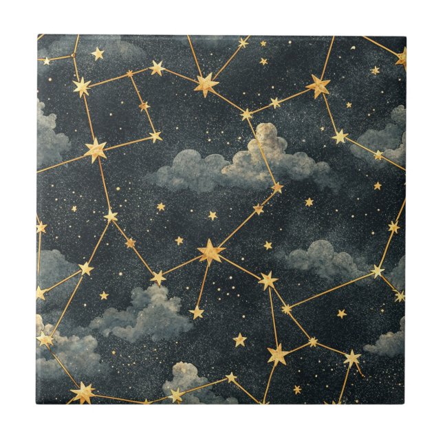 Carreau Motif d'étoile de constellation céleste (1) (Devant)