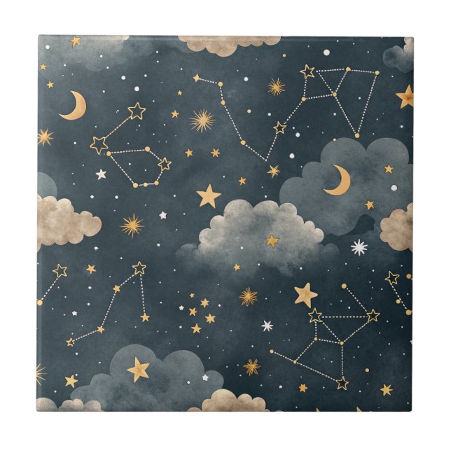 Carreau Motif d'étoile de constellation céleste (7) (Devant)