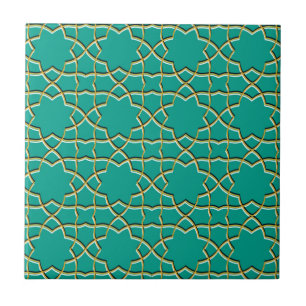 Carreau Motif d'étoile géométrique Turquoise