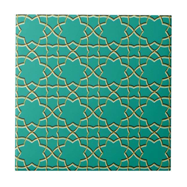 Carreau Motif d'étoile géométrique Turquoise (Devant)