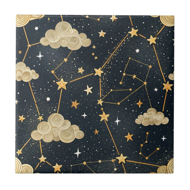 Carreau Motif d'étoiles de constellation céleste (2) (Devant)