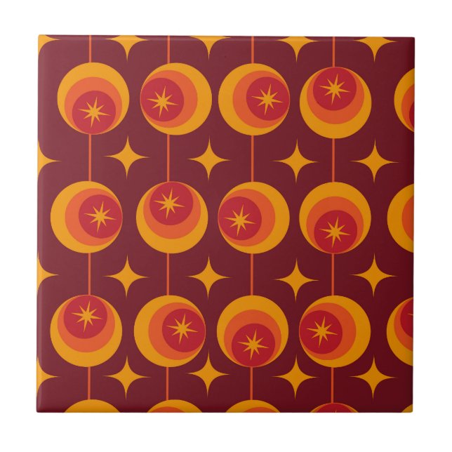 Carreau Motif d'étoiles en explosion du milieu du siècle s (Devant)