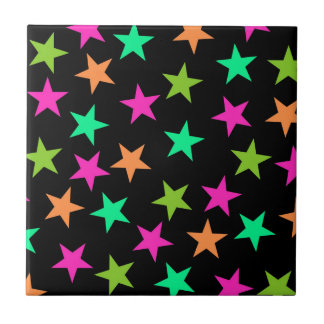 Carreau Motif d'étoiles géométriques néon colorées