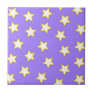 Carreau Motif d'étoiles géométriques violettes blanches