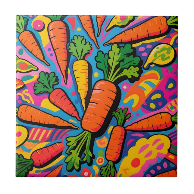 Carreau Motif d'explosion de carotte colorée (Devant)