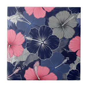 Carreau Motif d'Hibiscus Tropical Côtier (2)