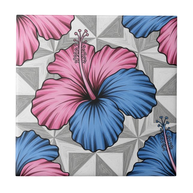 Carreau Motif d'Hibiscus Tropical Côtier (6) (Devant)
