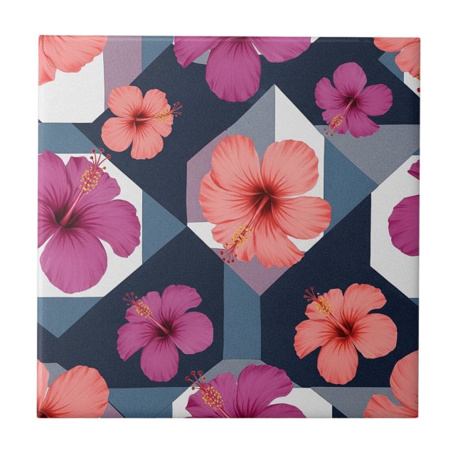 Carreau Motif d'Hibiscus Tropical Côtier (8) (Devant)