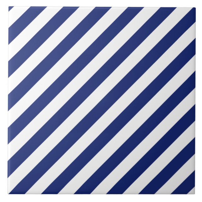Carreau Motif diagonal de bleu marine et blanc de rayures (Devant)