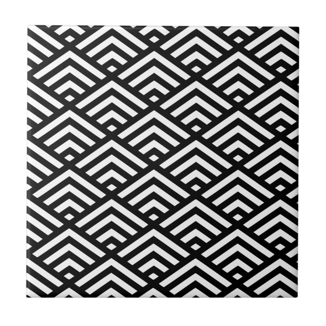 Carreau Motif Diamant Art déco noir et blanc (Devant)