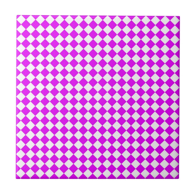 Carreau Motif diamant damier rose blanc (Devant)