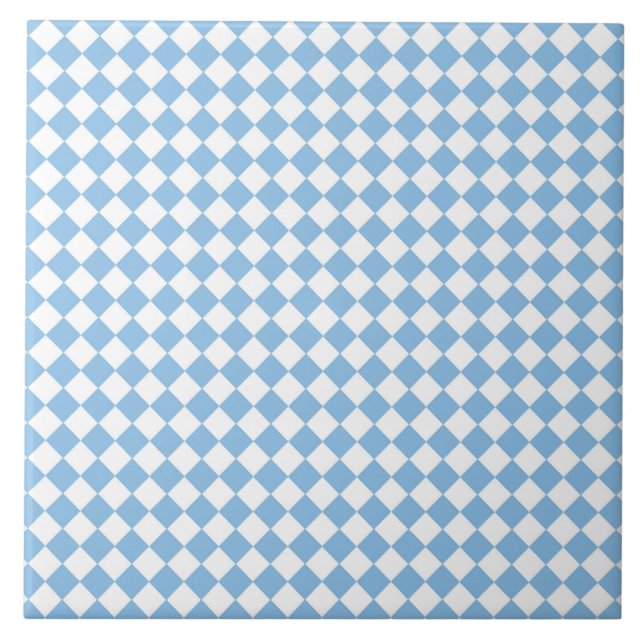 Carreau Motif diamant de damier bleu et blanc (Devant)