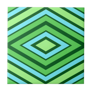 Carreau Motif diamant du milieu du siècle Jade Green et Aq