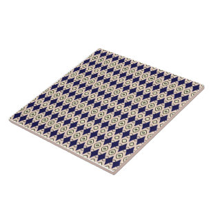 Carreau Motif diamant géométrique en bleu marine et beige