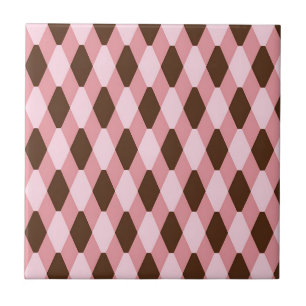 Carreau Motif diamant harlequin rose marron