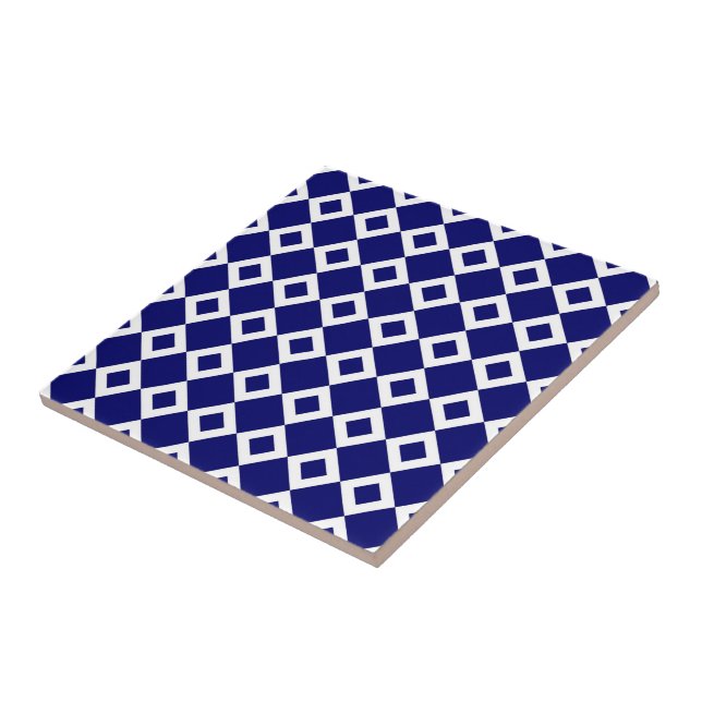 Carreau Motif diamant Navy et Blanc (Côté)