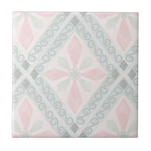 Carreau Motif diamant pastel vert et rose