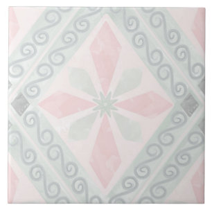 Carreau Motif diamant pastel vert et rose