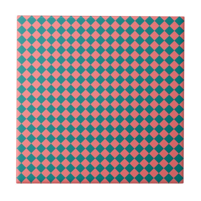 Carreau Motif diamant rose Cyan Checker (Devant)