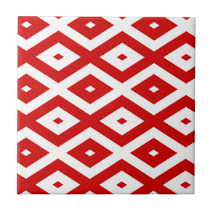 Carreau Motif diamant rouge et blanc