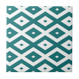 Carreau motif diamant turquoise et blanc