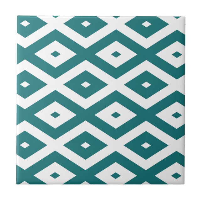 Carreau motif diamant turquoise et blanc (Devant)
