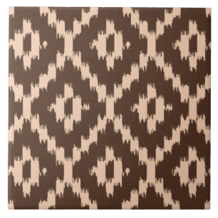 Carreau Motif d'Ikat - chocolat et pêche pâle