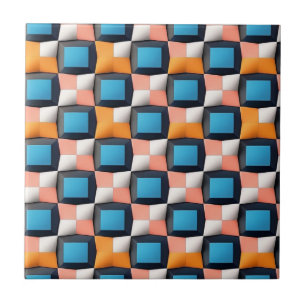 Carreau Motif d'illusion géométrique 3D dynamique - Couleu