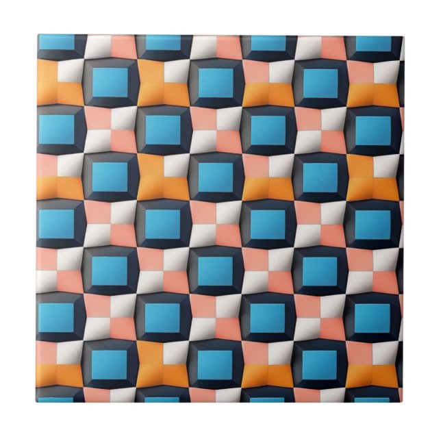 Carreau Motif d'illusion géométrique 3D dynamique - Couleu (Devant)